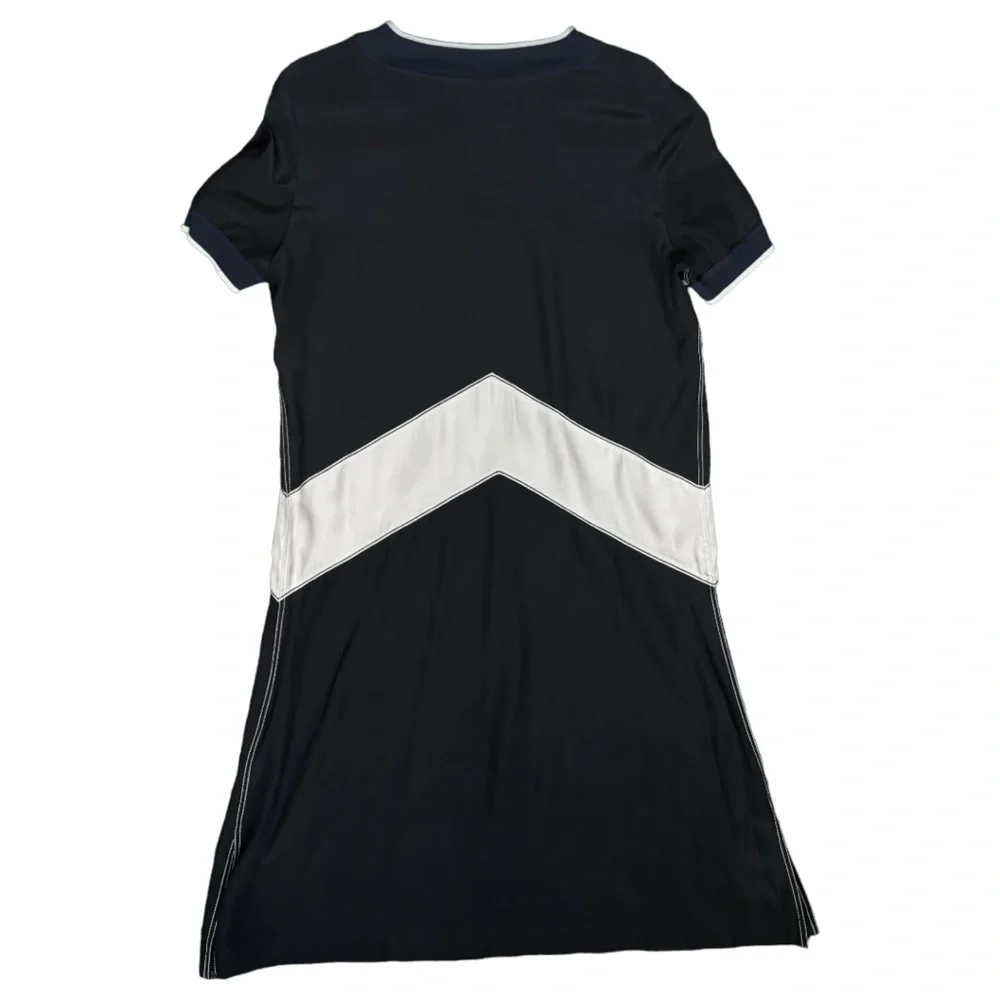 Rag & Bone Navy Blue 100% Silk Chevron Dress - Size Small - Picture 13 of 15